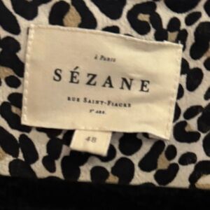 Sézane Black and White Leopard Print Blouse